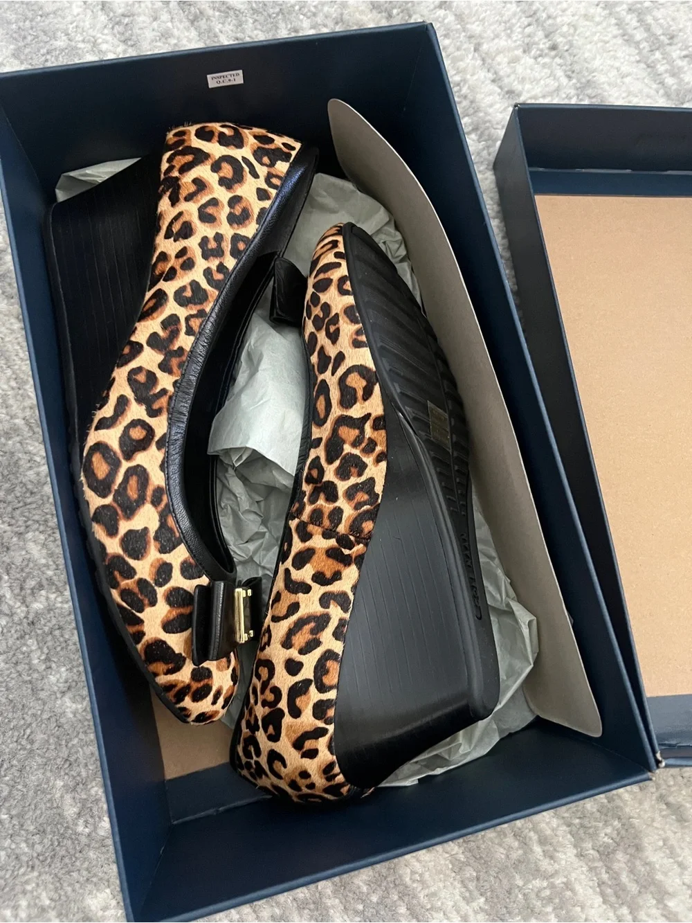 Cole Haan Leopard-Print wedge with bow - NWT